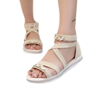 Beige gladiator sandals.