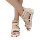Beige gladiator sandals.