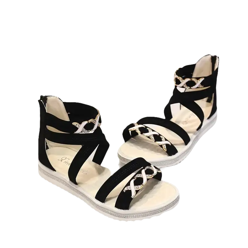 Black gladiator sandals.