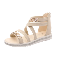 Beige gladiator sandal with chain accents.