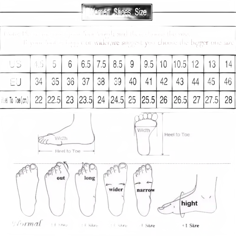 Women’s shoe size chart.
