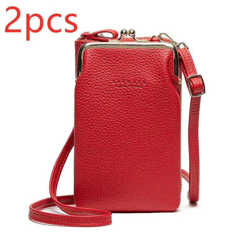 Lychee Diag Shoulder Bag - Red2pcs
