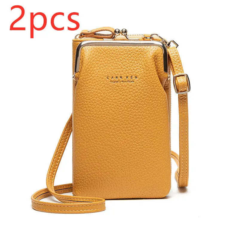 Lychee Diag Shoulder Bag - Yellow2pcs
