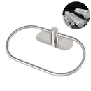 Oval stainless steel towel ring.