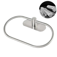 Oval stainless steel towel ring.