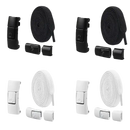 Black and white no-tie shoelace sets.