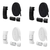 Black and white no-tie shoelace sets.