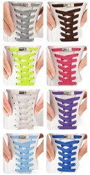 Colorful no-tie shoelaces.