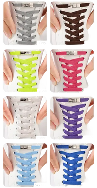 Colorful no-tie shoelaces.