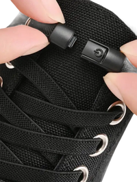 Black no-tie shoelace clasp.