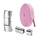 Pink shoelaces with magnetic buckles.