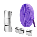 Purple shoelaces with magnetic buckles.
