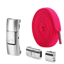 Rose-colored no-tie shoelace set.