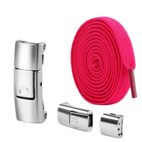 Rose-colored no-tie shoelace set.