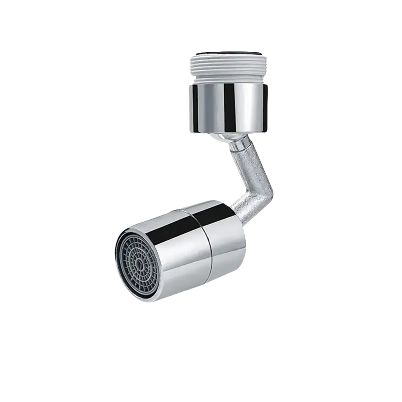 Chrome faucet aerator with dimensions.