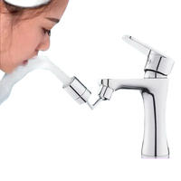 Chrome faucet with rotating extender.