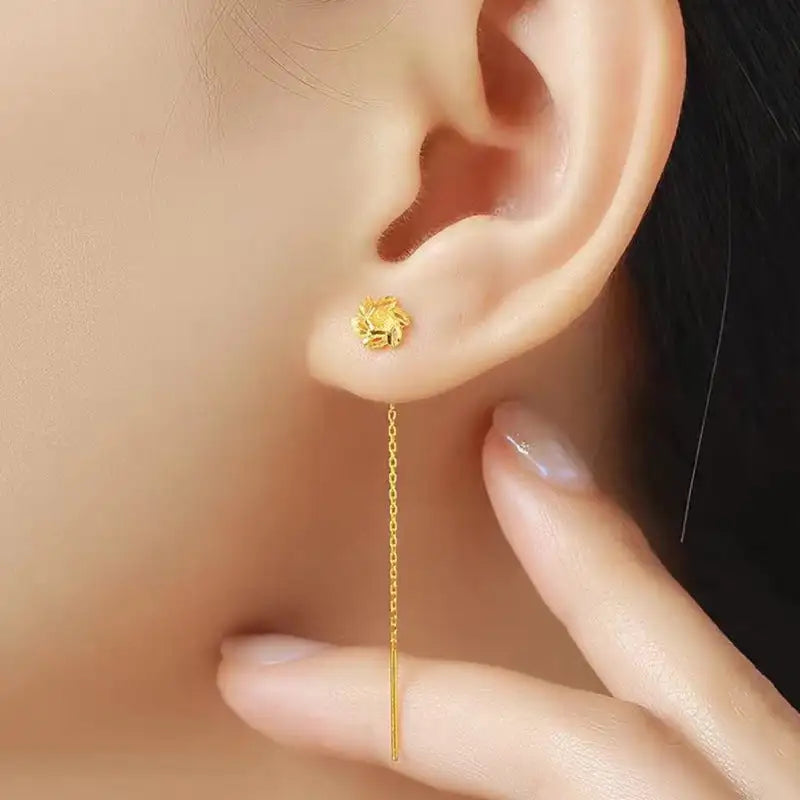 Sweet Gold Flower Hanging Earrings