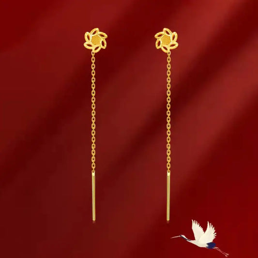 Red Clover Tassel Earrings - Clover Hanging Earrings