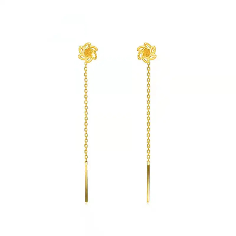 Red Clover Tassel Earrings - Clover Hanging Earrings