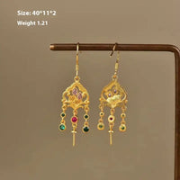 Floral Charm Earrings - Vintage Gold - Classical Flower Style