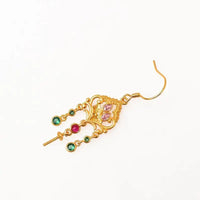 Floral Charm Earrings - Vintage Gold