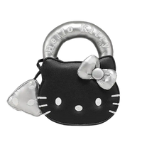 Black Hello Kitty purse with silver accents.