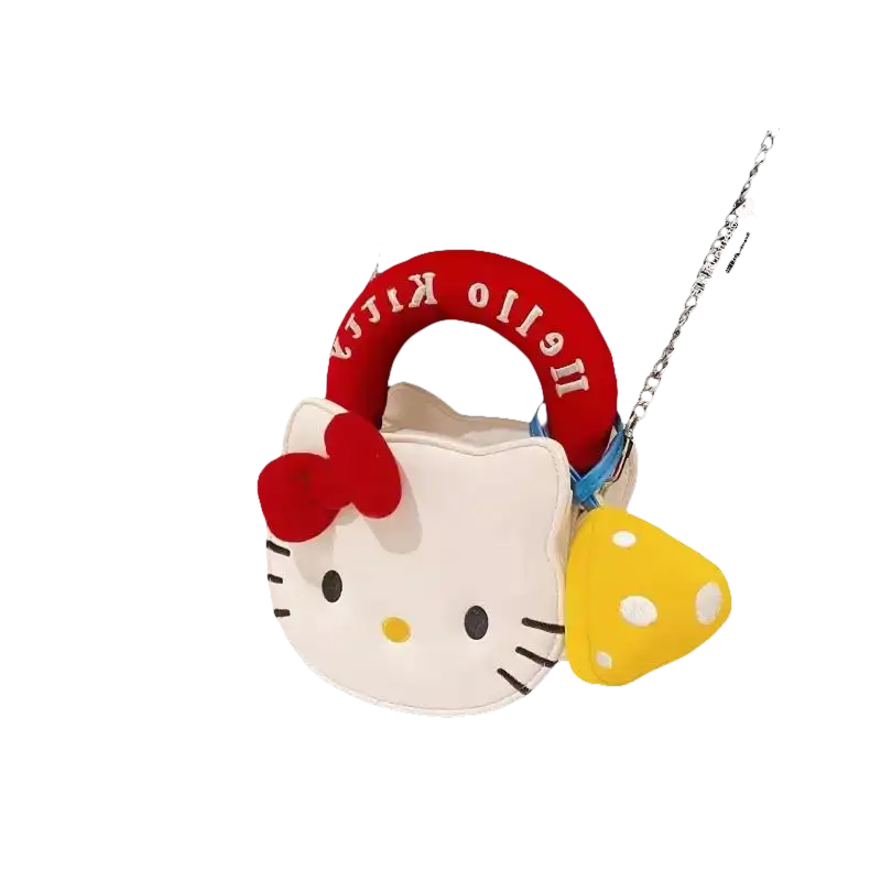 Hello Kitty purse with mushroom charm.