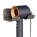 Wall-mounted hair dryer holder with dimensions.