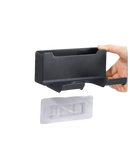 Black wall-mounted storage box.