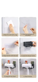 Hair dryer holder installation instructions.