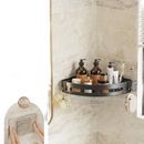 Black corner shower caddy.