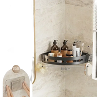Black corner shower caddy.