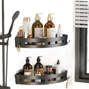 Two-tiered corner shower caddy.