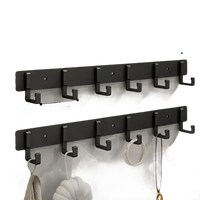 Black six-hook wall rack.