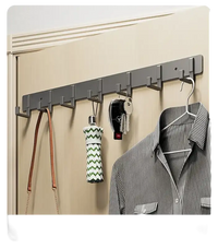 Gray wall-mounted coat rack.
