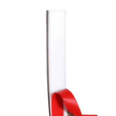 White plastic trim with red adhesive backing.