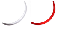 Ring with white front and red back.