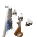 Stainless steel adhesive wall hooks.