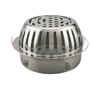 Stainless steel drain cover with measurements.