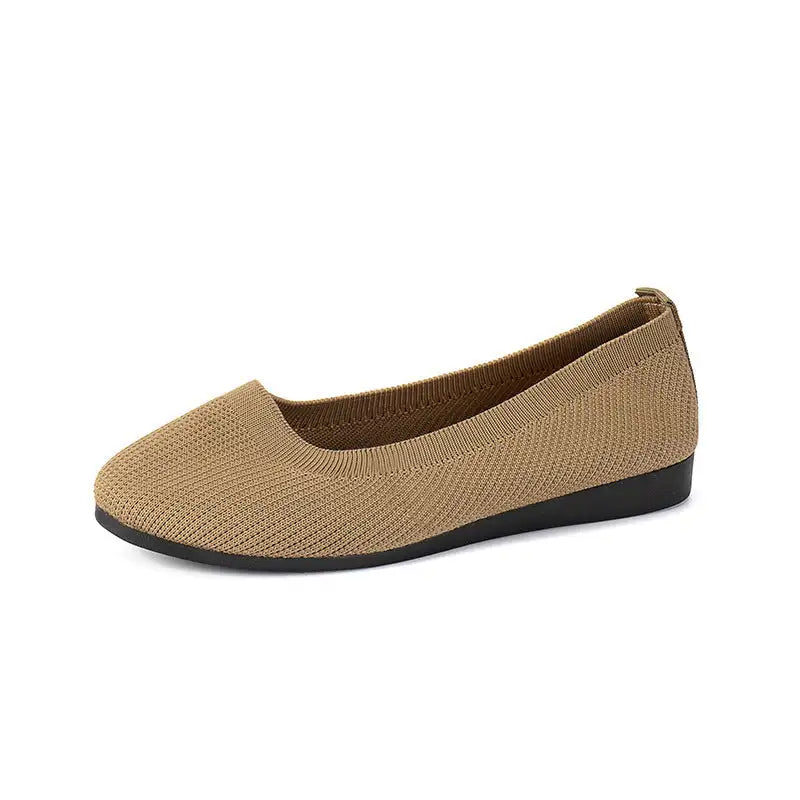 KnitEase Women’s Round Toe Slip-On Flats - Khaki / 35