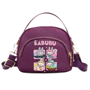 Purple cartoon-decorated handbag.