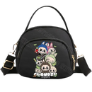 Black cartoon-printed handbag.