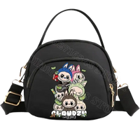 Black cartoon-printed handbag.