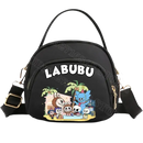 Black cartoon-themed handbag.