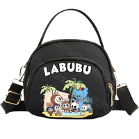 Black cartoon-themed handbag.