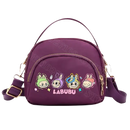 Purple cartoon-decorated handbag.