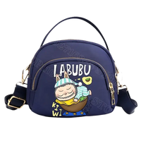 Navy blue cartoon shoulder bag.