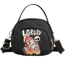 Black cartoon-printed handbag.