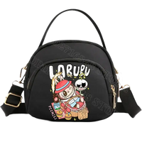 Black cartoon-printed handbag.