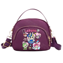 Purple cartoon-decorated handbag.